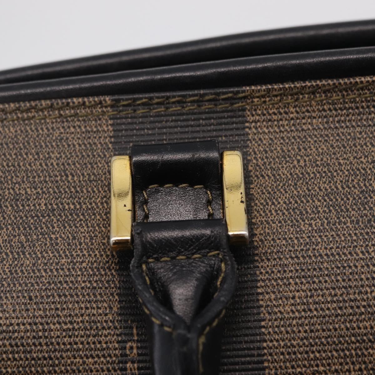 FENDI Pecan Hand Bag PVC Brown Gold Tone Auth 208160V