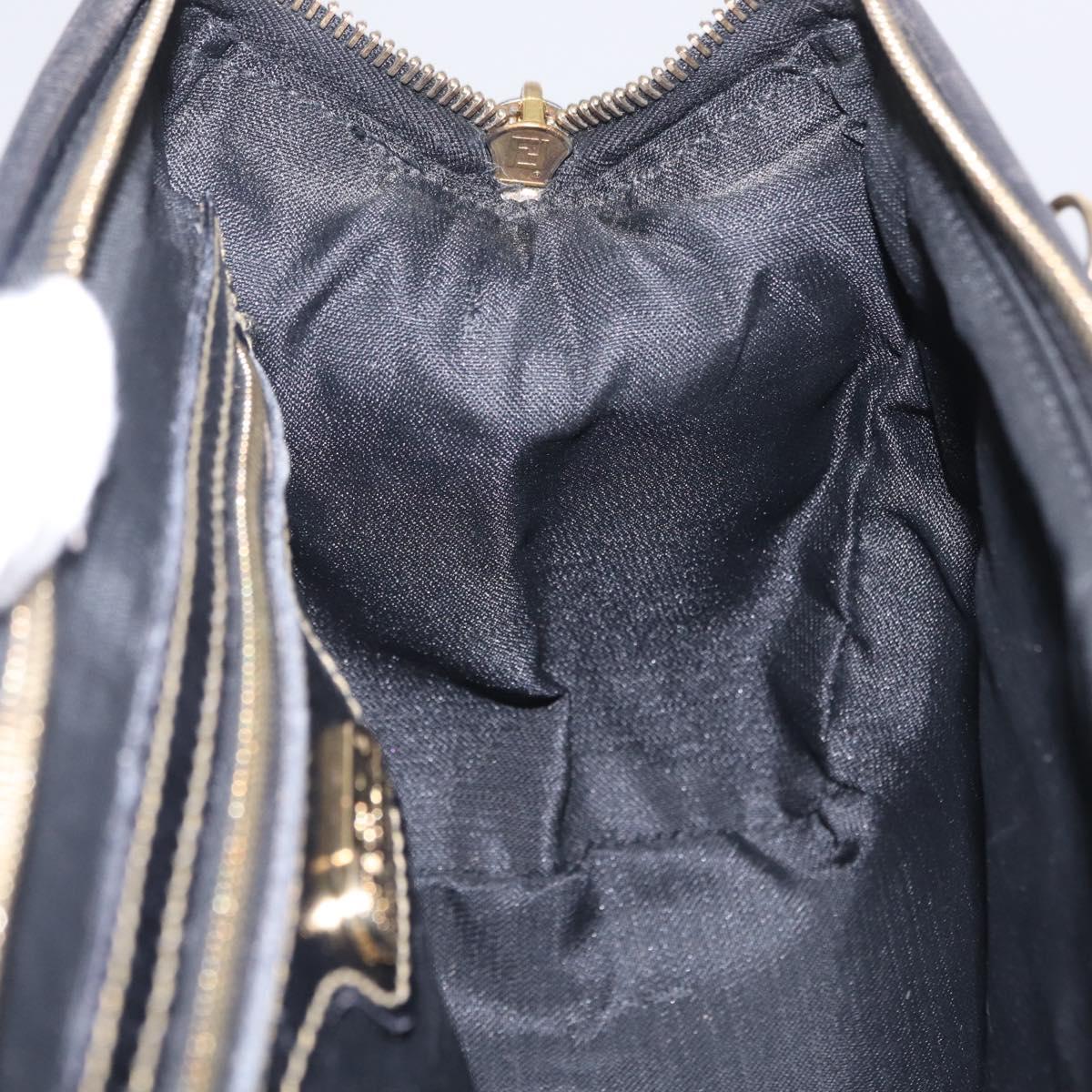 FENDI Pecan Hand Bag PVC Brown Gold Tone Auth 208160V