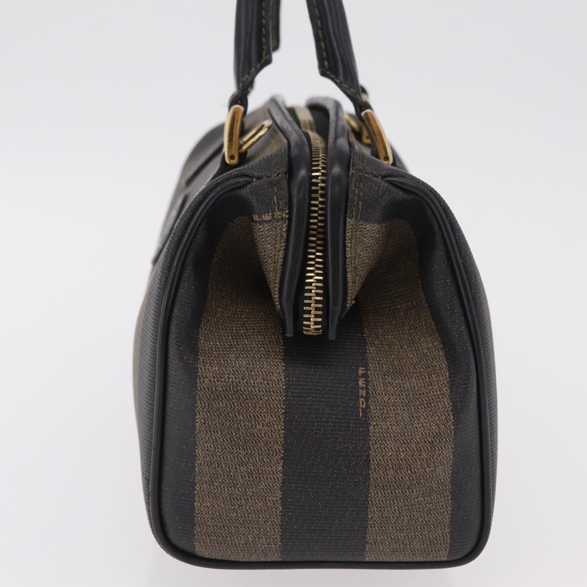FENDI Pecan Hand Bag PVC Brown Gold Tone Auth 208160V
