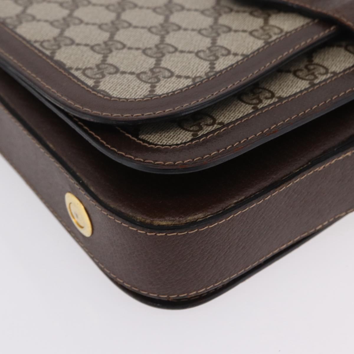 GUCCI GG Supreme Shoulder Bag PVC Beige Gold Tone Auth 208164