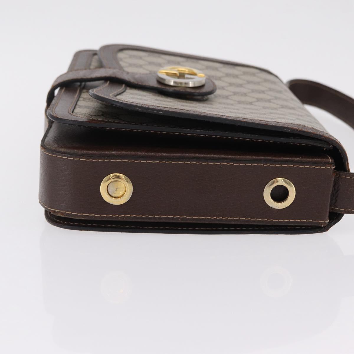 GUCCI GG Supreme Shoulder Bag PVC Beige Gold Tone Auth 208164