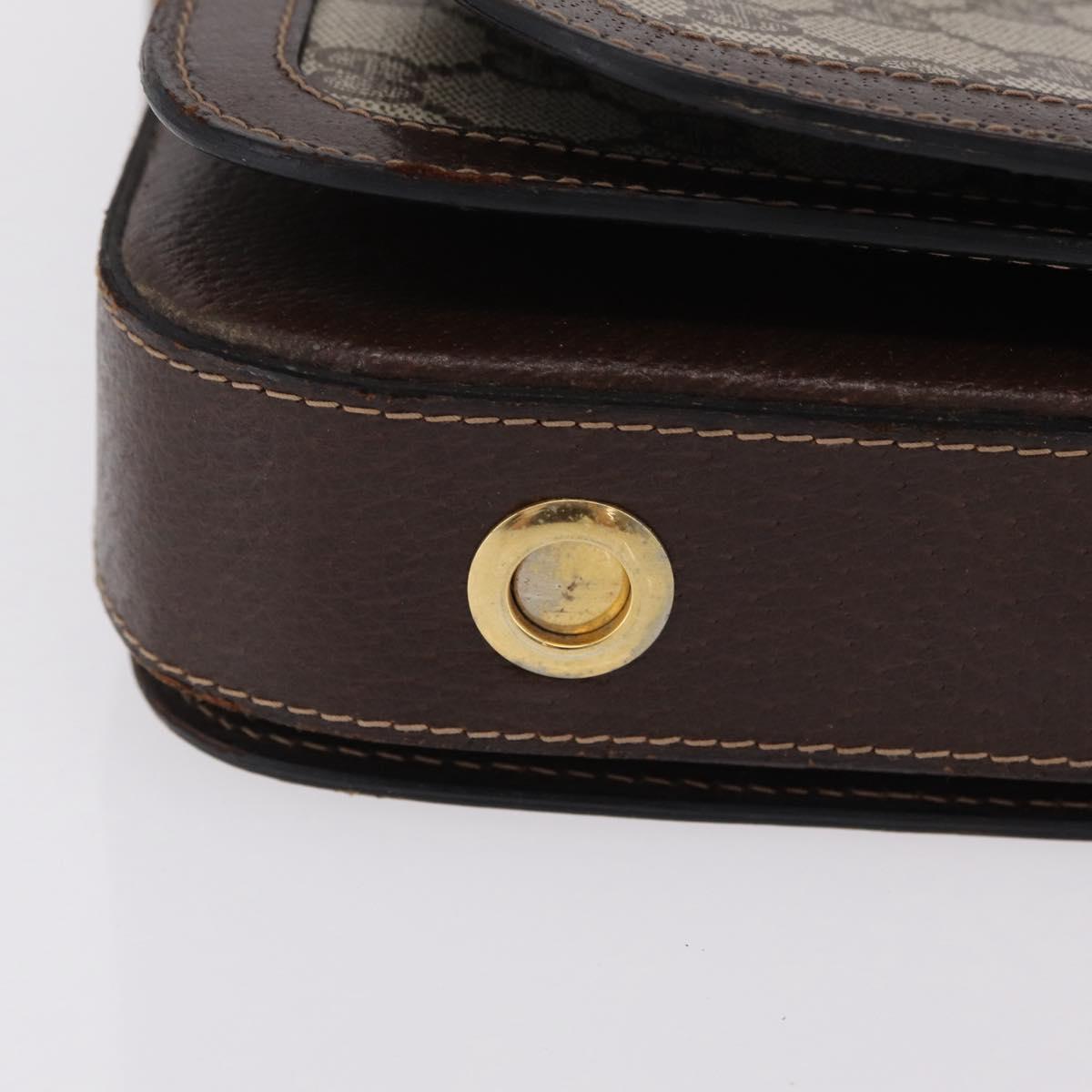 GUCCI GG Supreme Shoulder Bag PVC Beige Gold Tone Auth 208164