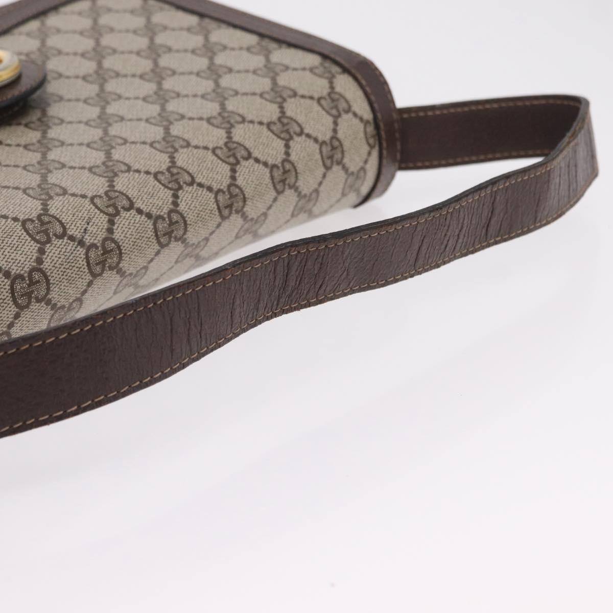 GUCCI GG Supreme Shoulder Bag PVC Beige Gold Tone Auth 208164