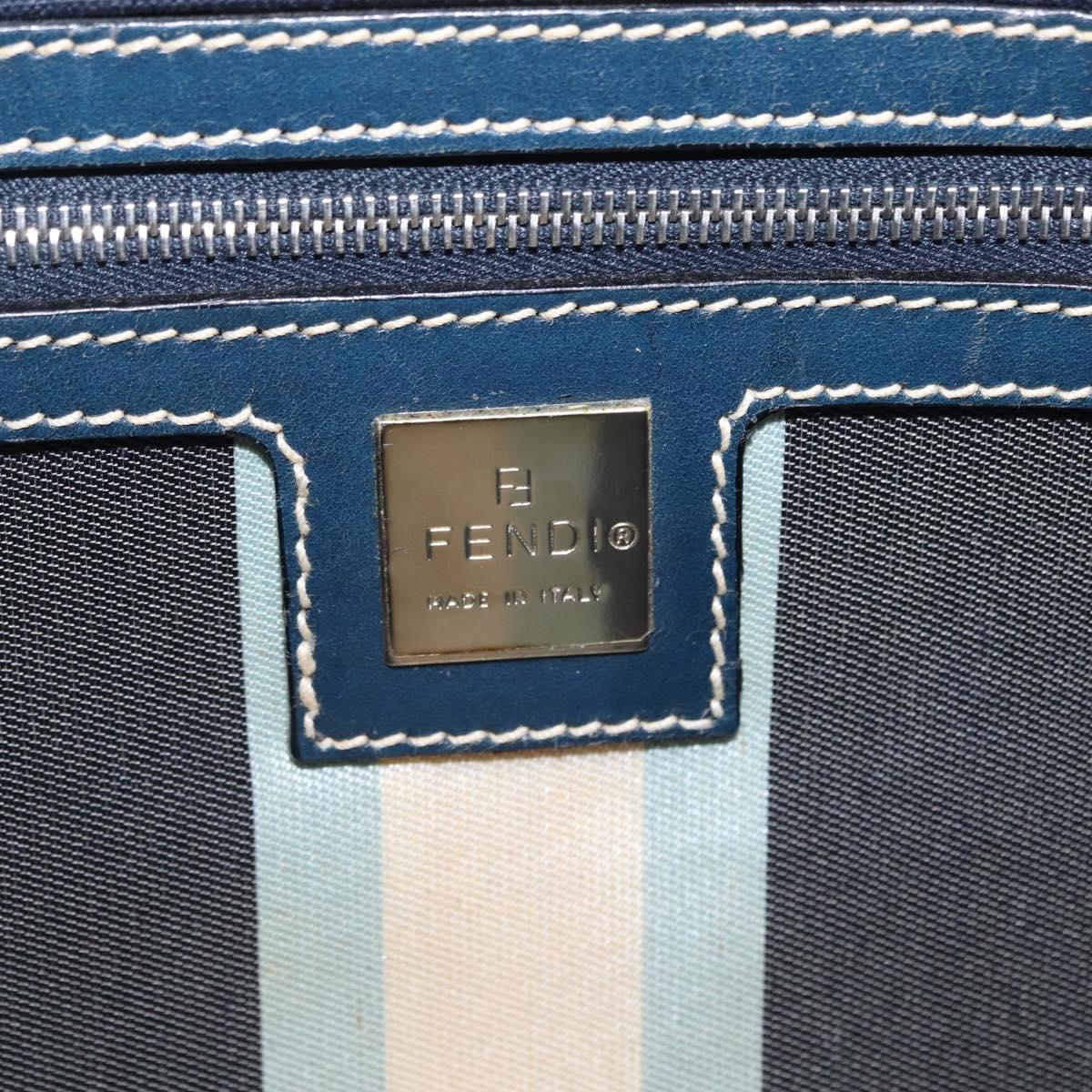 FENDI Mamma Baguette Shoulder Bag Canvas Navy Silver Auth 208169V