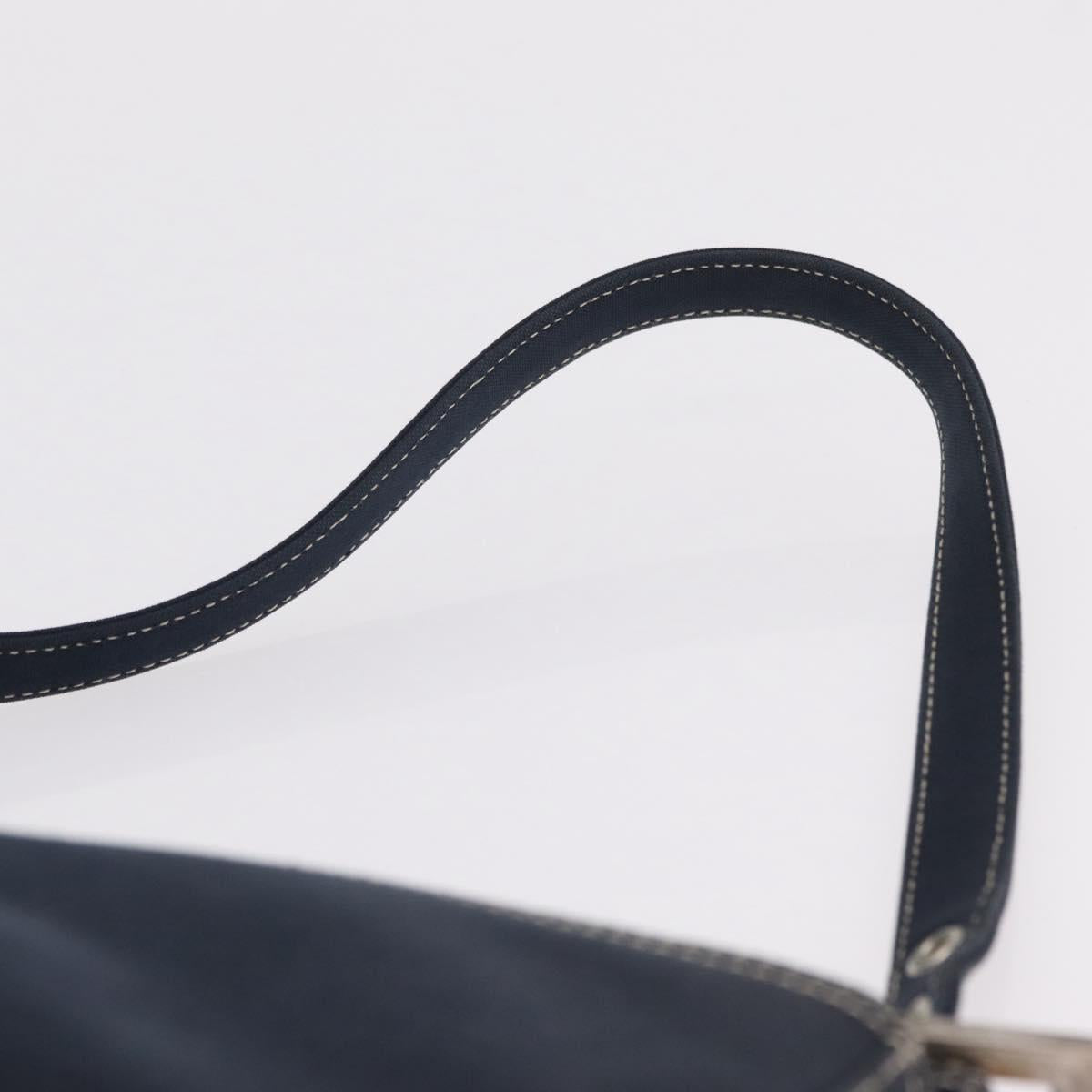 FENDI Mamma Baguette Shoulder Bag Canvas Navy Silver Auth 208169V