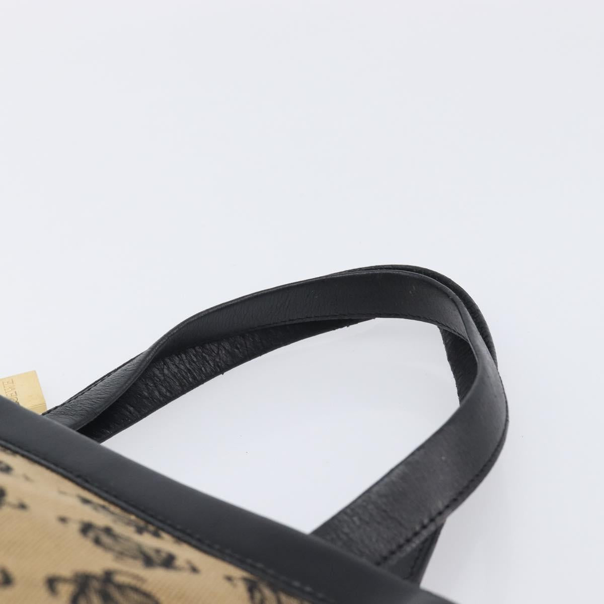 LOEWE Hand Bag Canvas Beige Gold Tone Auth 208170