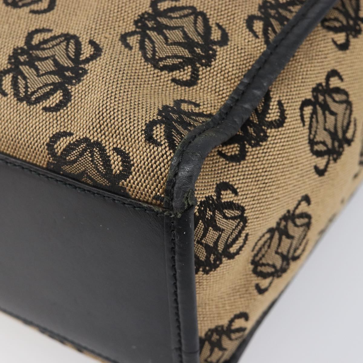LOEWE Hand Bag Canvas Beige Gold Tone Auth 208170