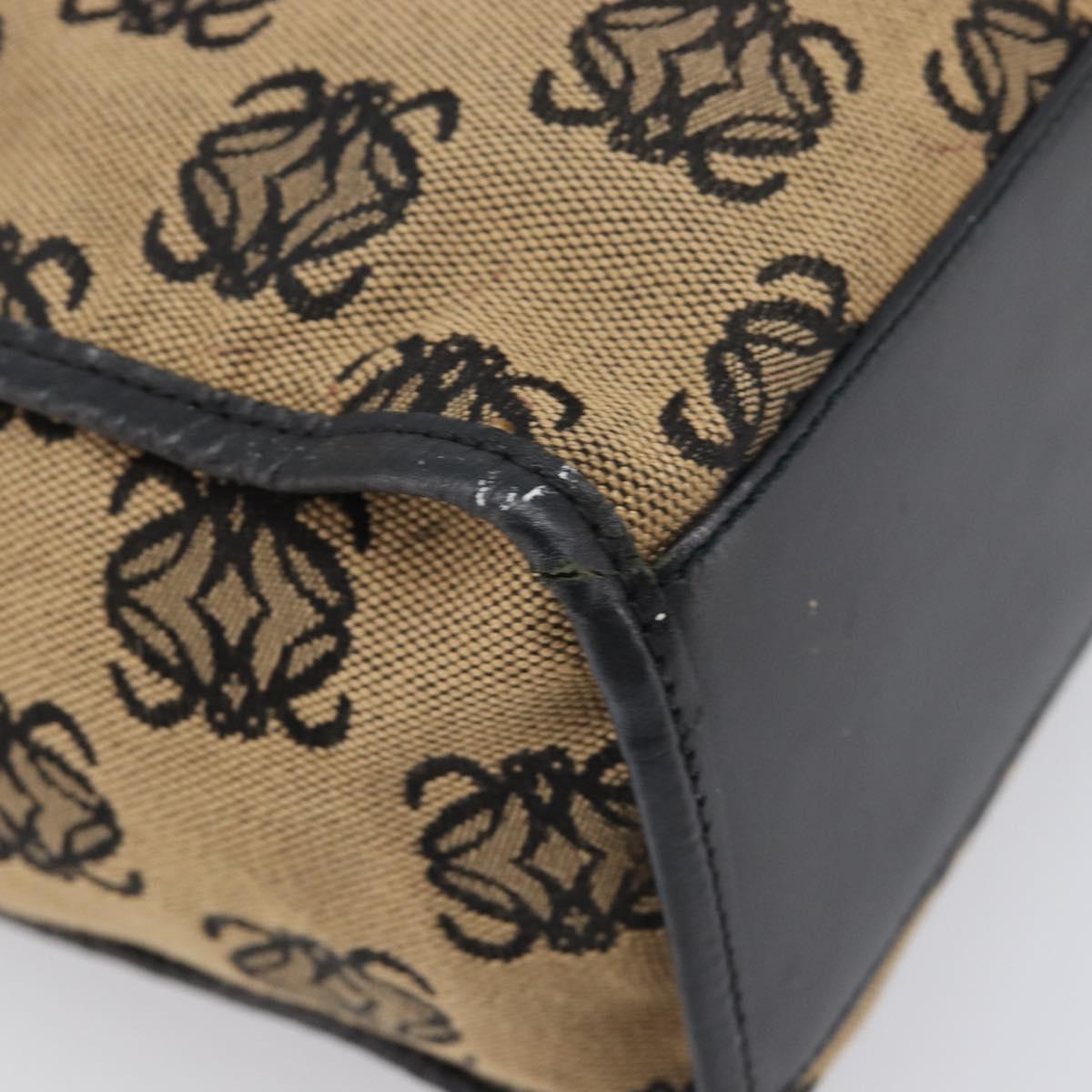 LOEWE Hand Bag Canvas Beige Gold Tone Auth 208170