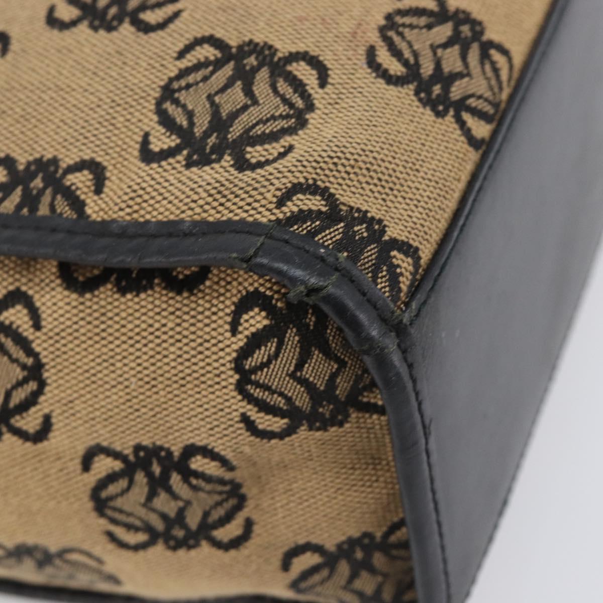 LOEWE Hand Bag Canvas Beige Gold Tone Auth 208170