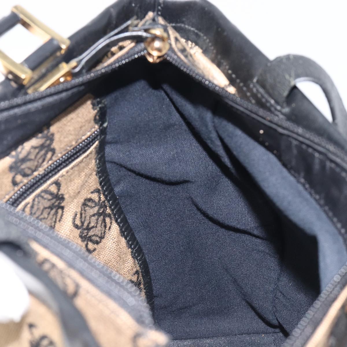 LOEWE Hand Bag Canvas Beige Gold Tone Auth 208170