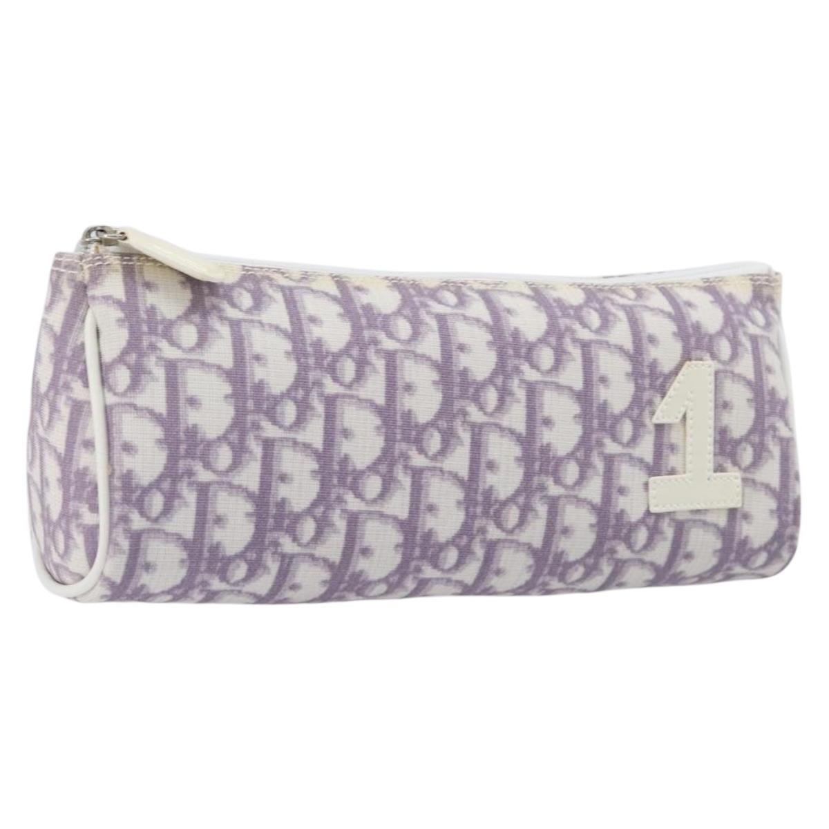 Christian Dior Trotter Pouch PVC Purple Silver Auth 208174