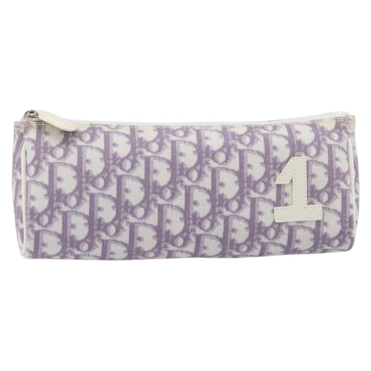 Christian Dior Trotter Pouch PVC Purple Silver Auth 208174