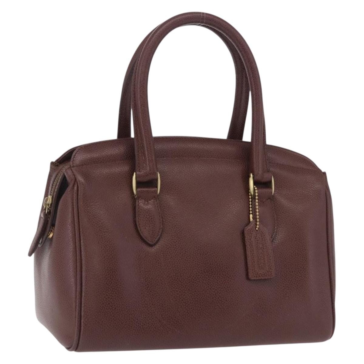 Coach Boston Bag Leather Brown Gold Tone Auth 208188