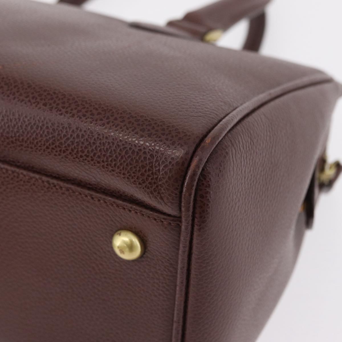 Coach Boston Bag Leather Brown Gold Tone Auth 208188