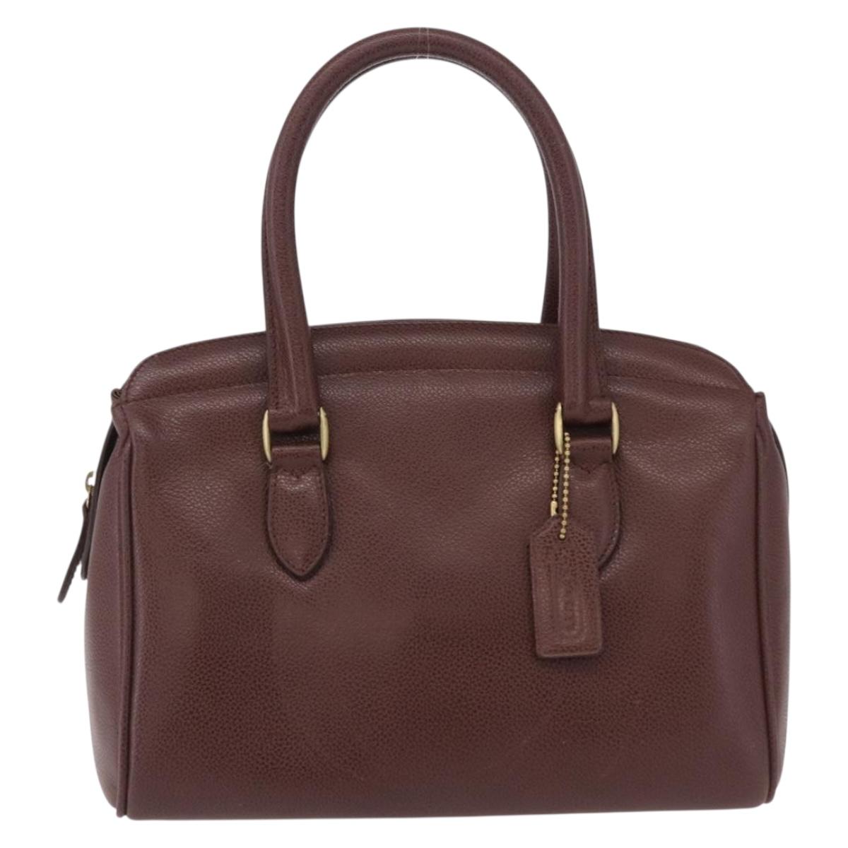 Coach Boston Bag Leather Brown Gold Tone Auth 208188