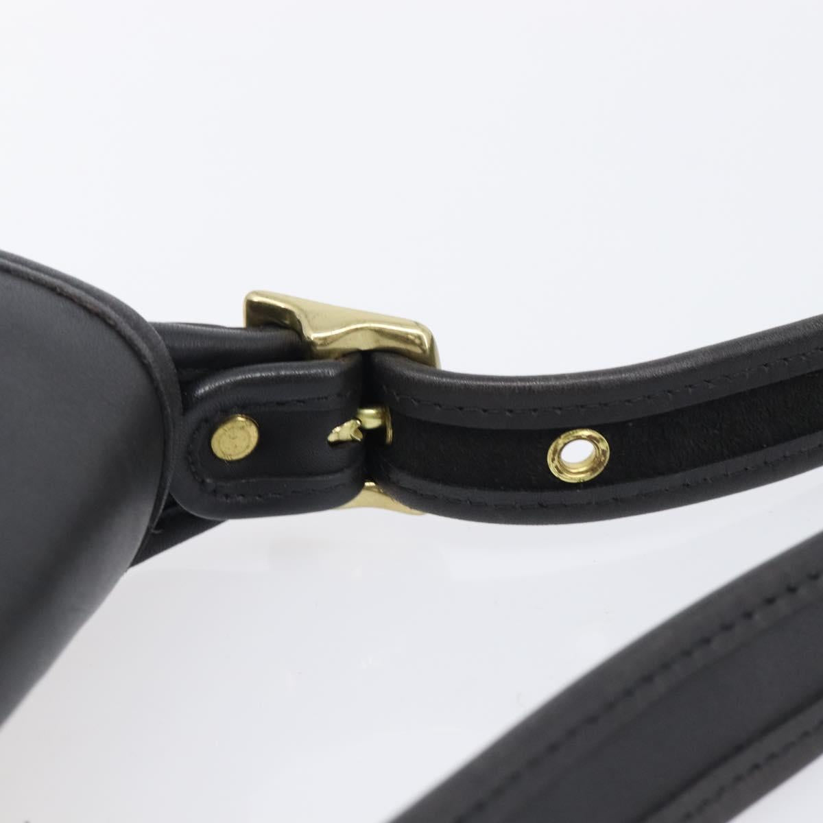 Coach Shoulder Bag Leather Black Gold Tone Auth 208189A
