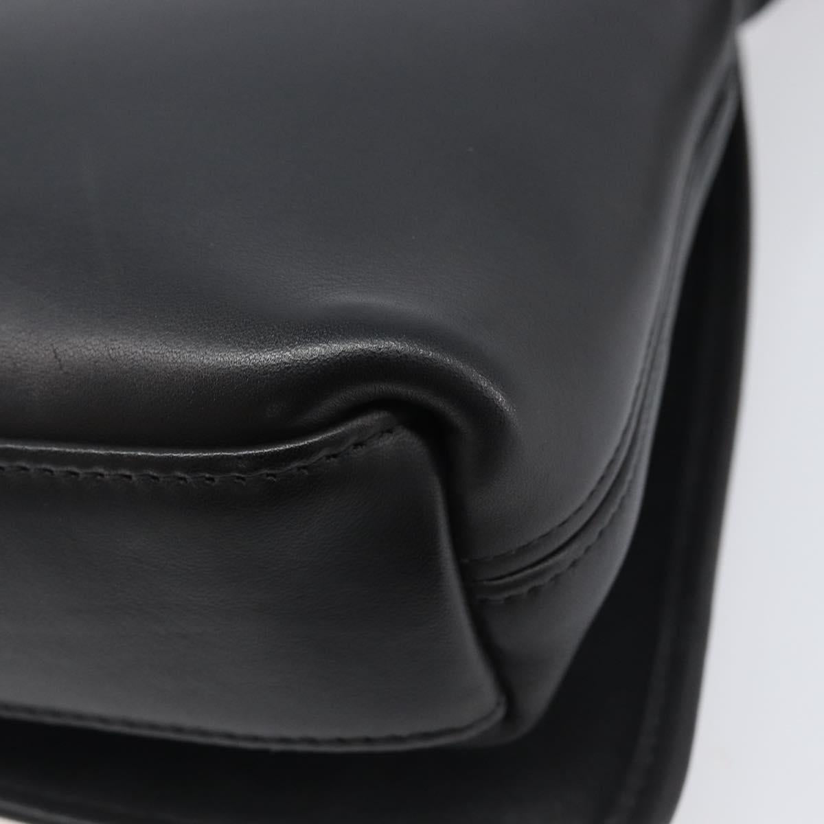 Coach Shoulder Bag Leather Black Gold Tone Auth 208189A