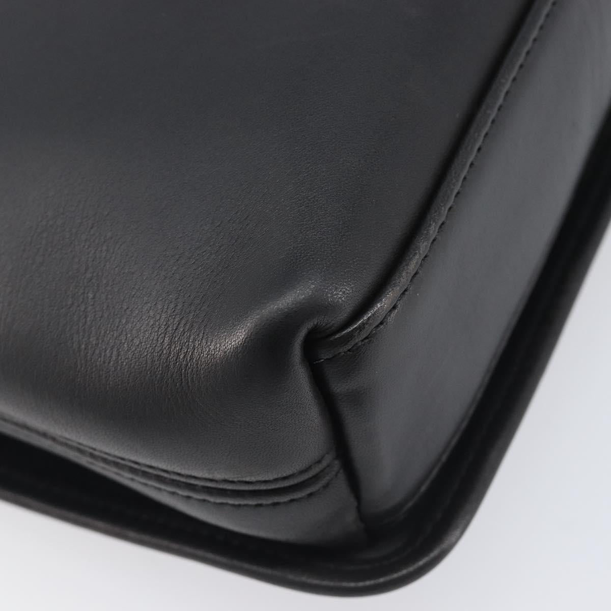 Coach Shoulder Bag Leather Black Gold Tone Auth 208189A