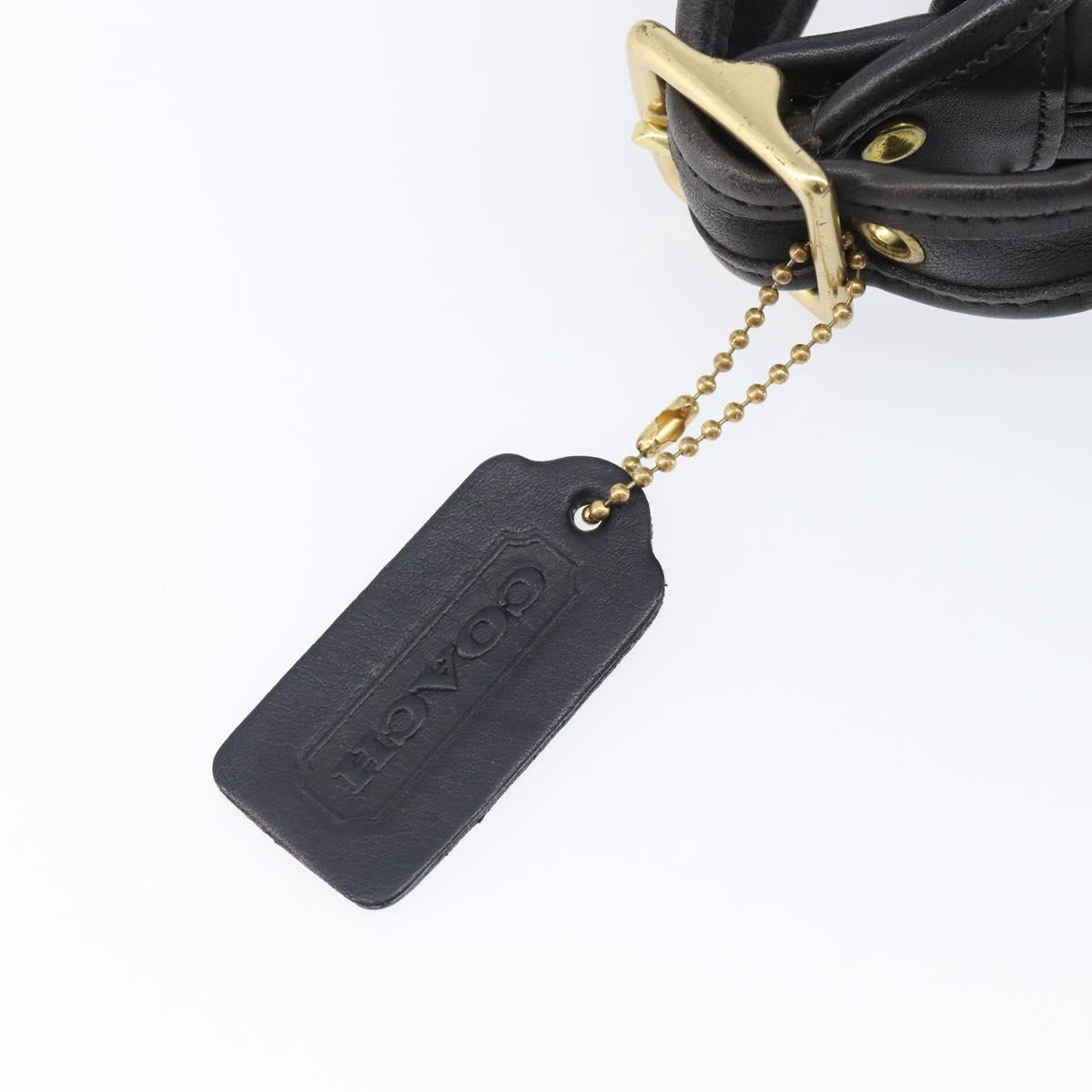 Coach Shoulder Bag Leather Black Gold Tone Auth 208189A