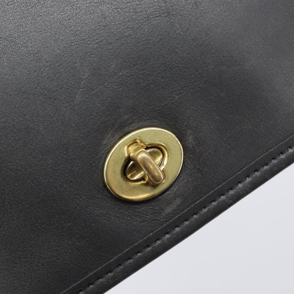Coach Shoulder Bag Leather Black Gold Tone Auth 208189A