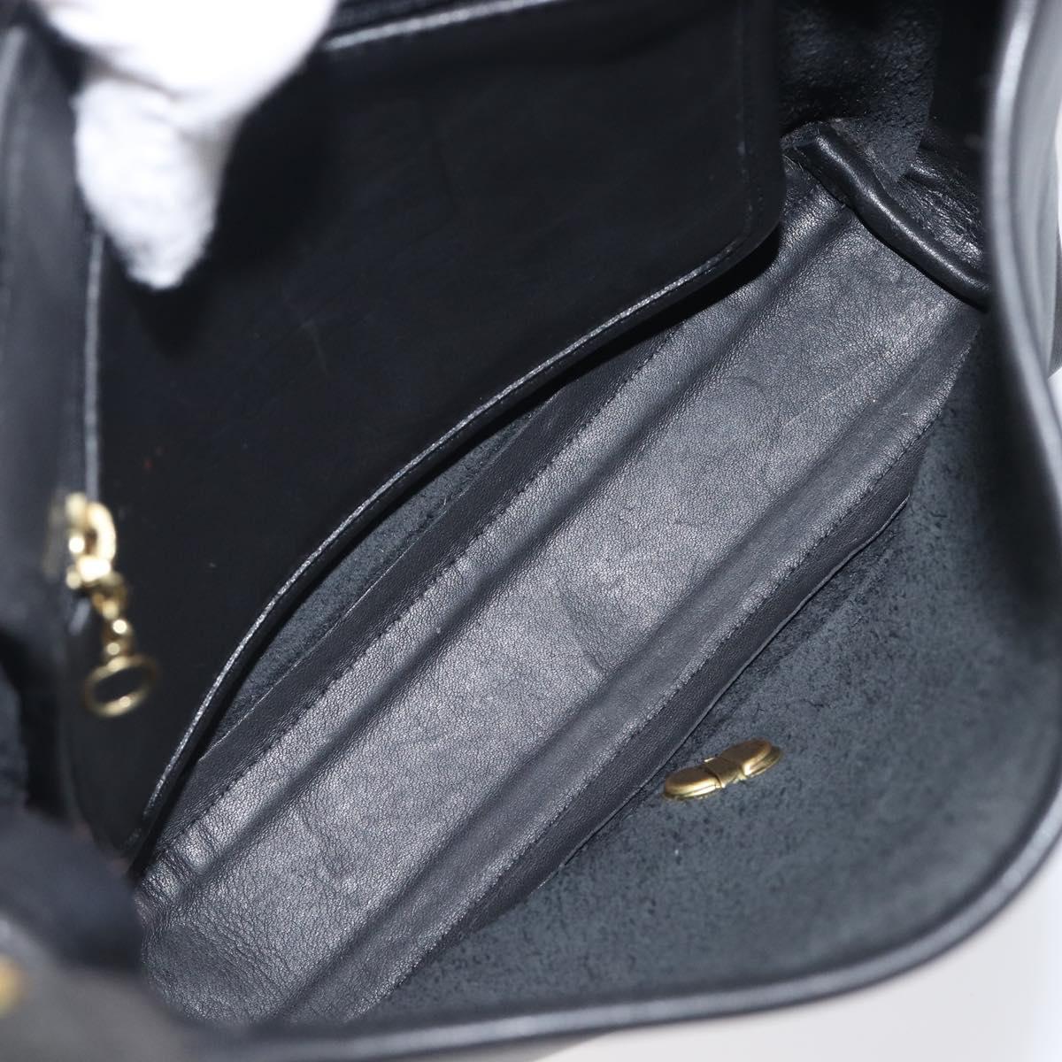 Coach Shoulder Bag Leather Black Gold Tone Auth 208189A