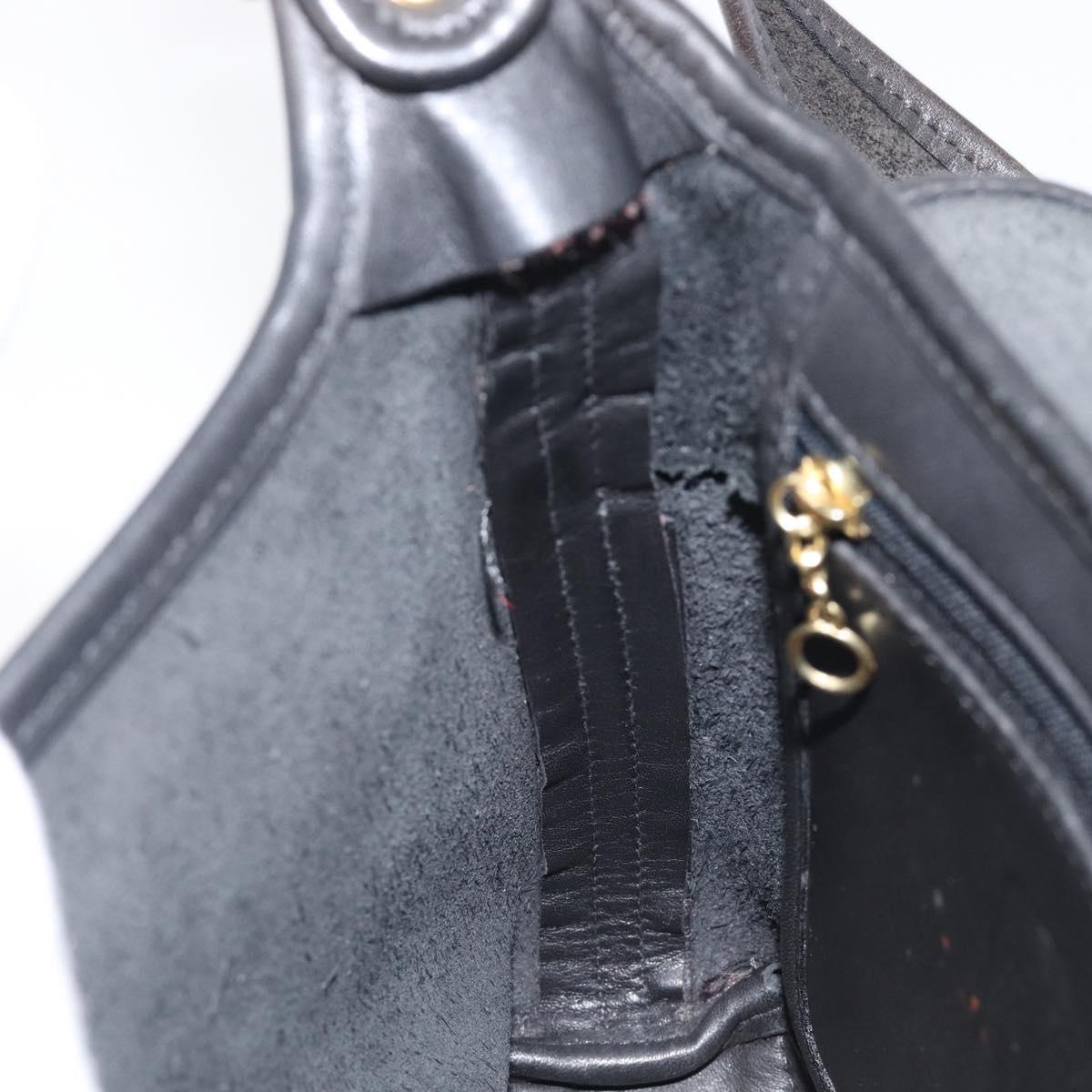 Coach Shoulder Bag Leather Black Gold Tone Auth 208189A