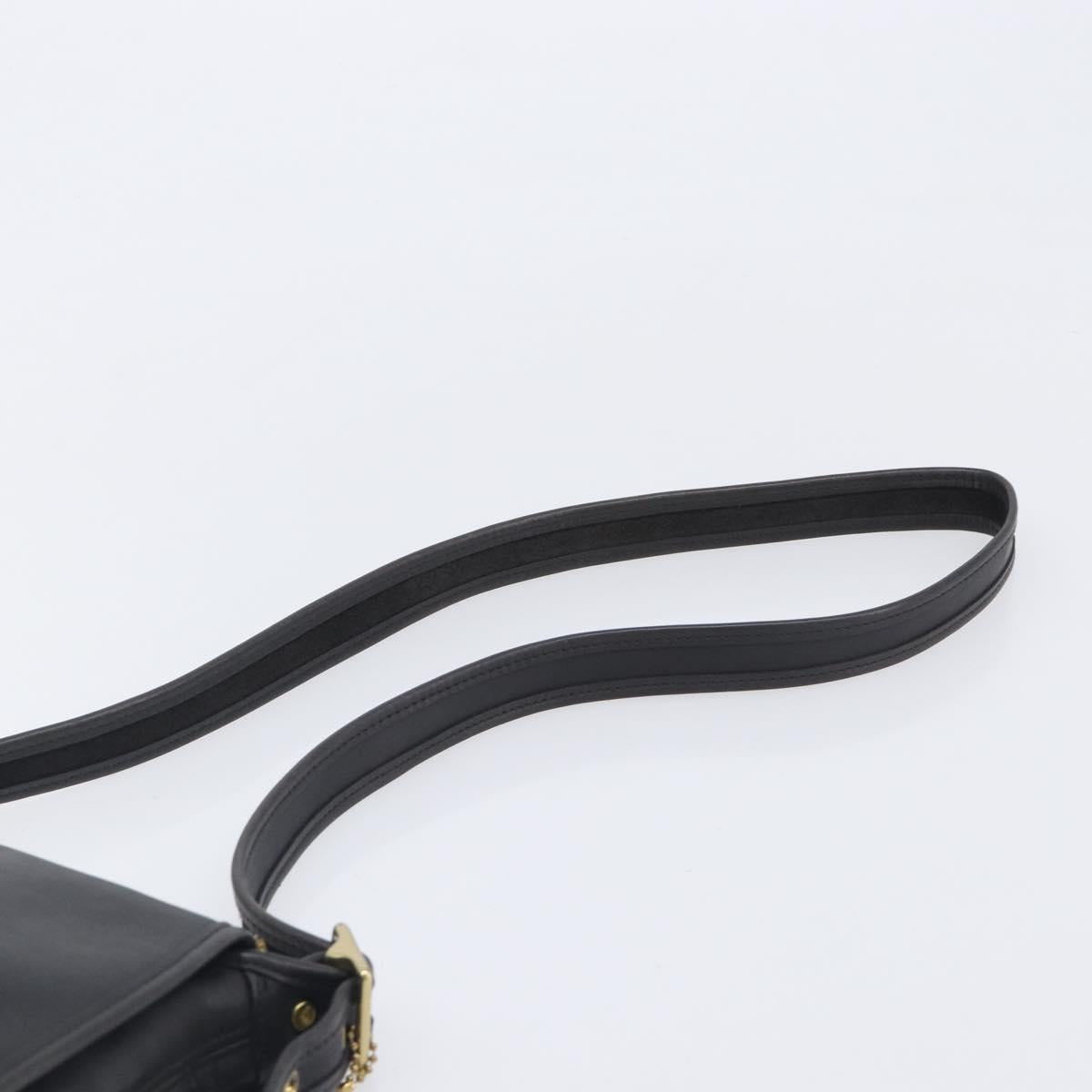Coach Shoulder Bag Leather Black Gold Tone Auth 208189A