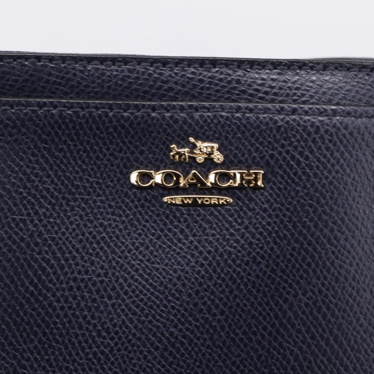 Coach Shoulder Bag Leather 2way Navy Gold Tone Auth 208190A