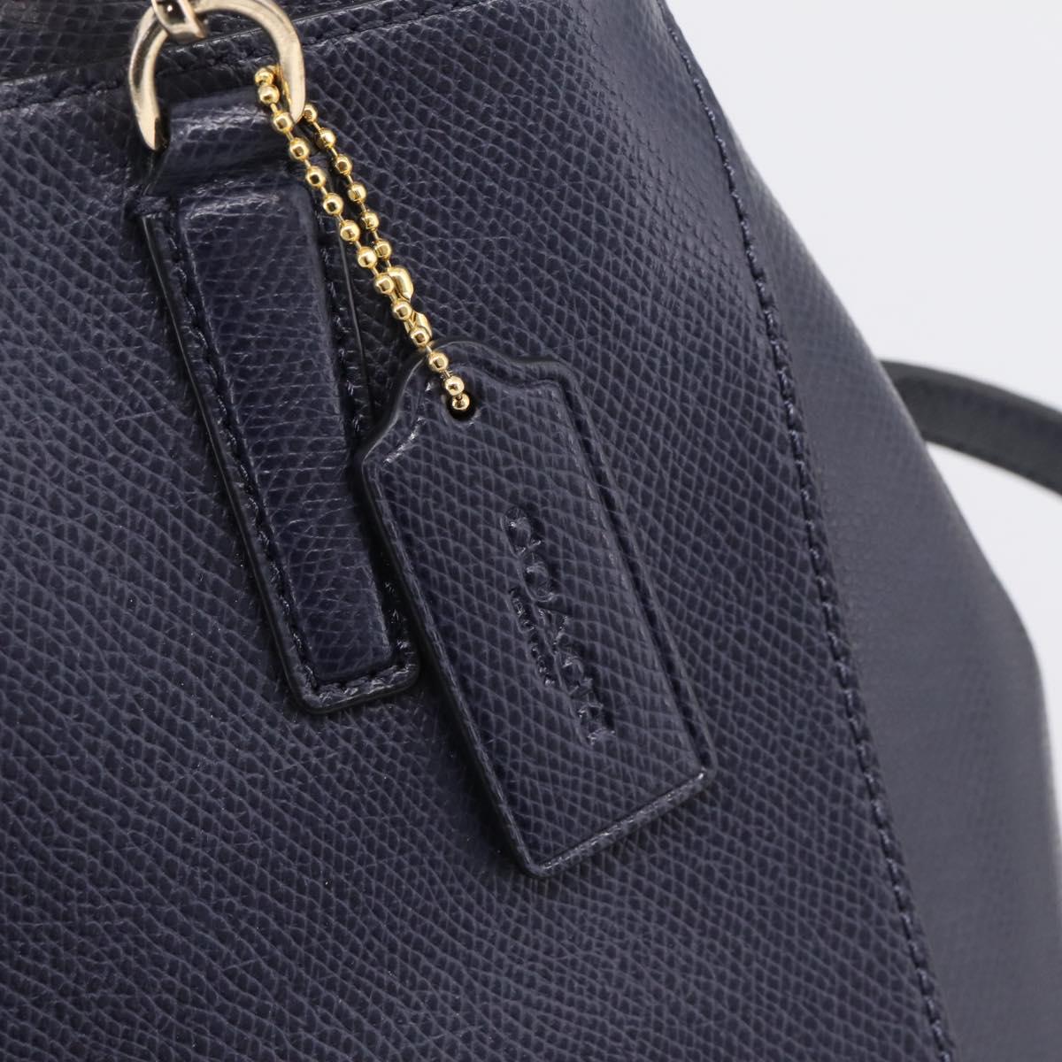 Coach Shoulder Bag Leather 2way Navy Gold Tone Auth 208190A