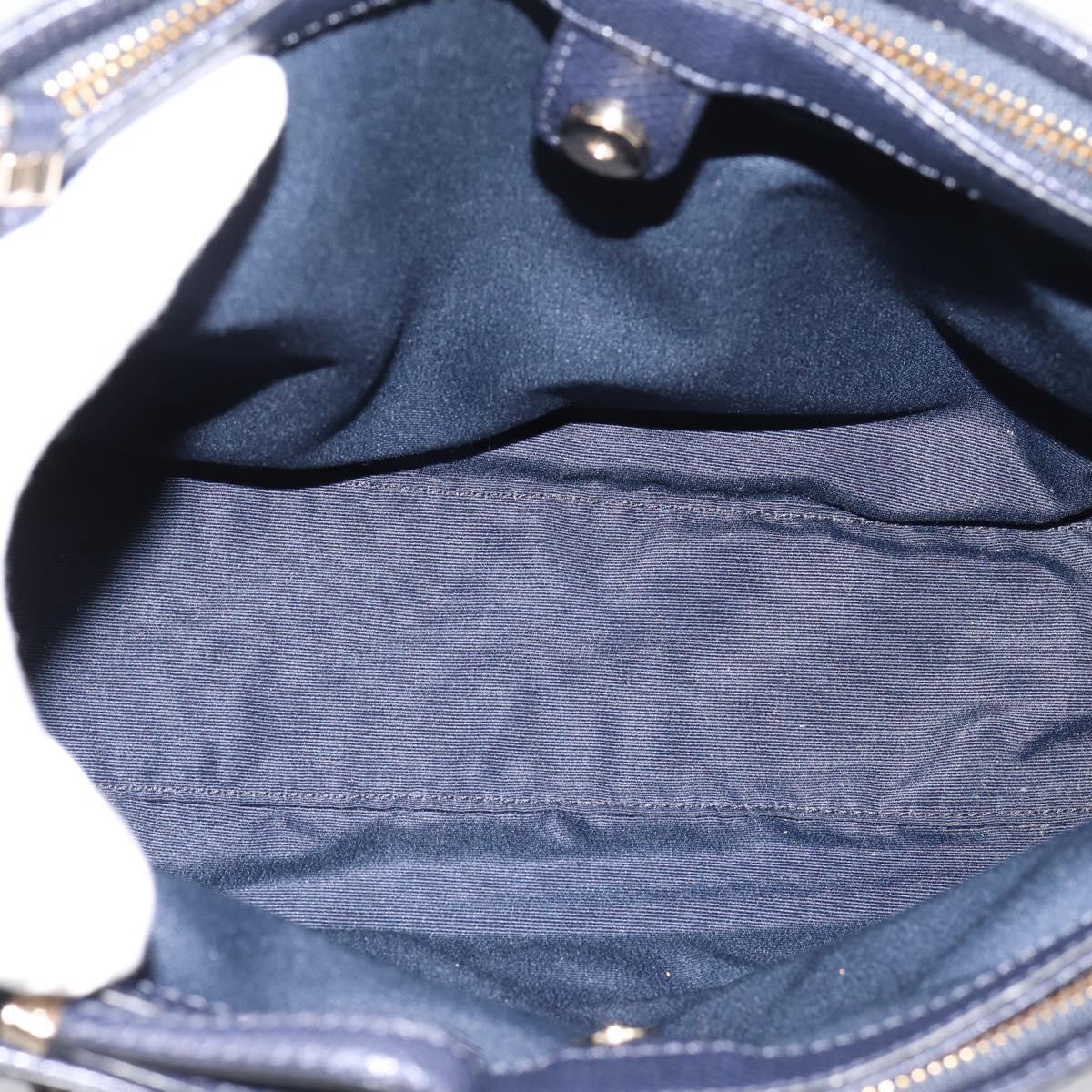 Coach Shoulder Bag Leather 2way Navy Gold Tone Auth 208190A