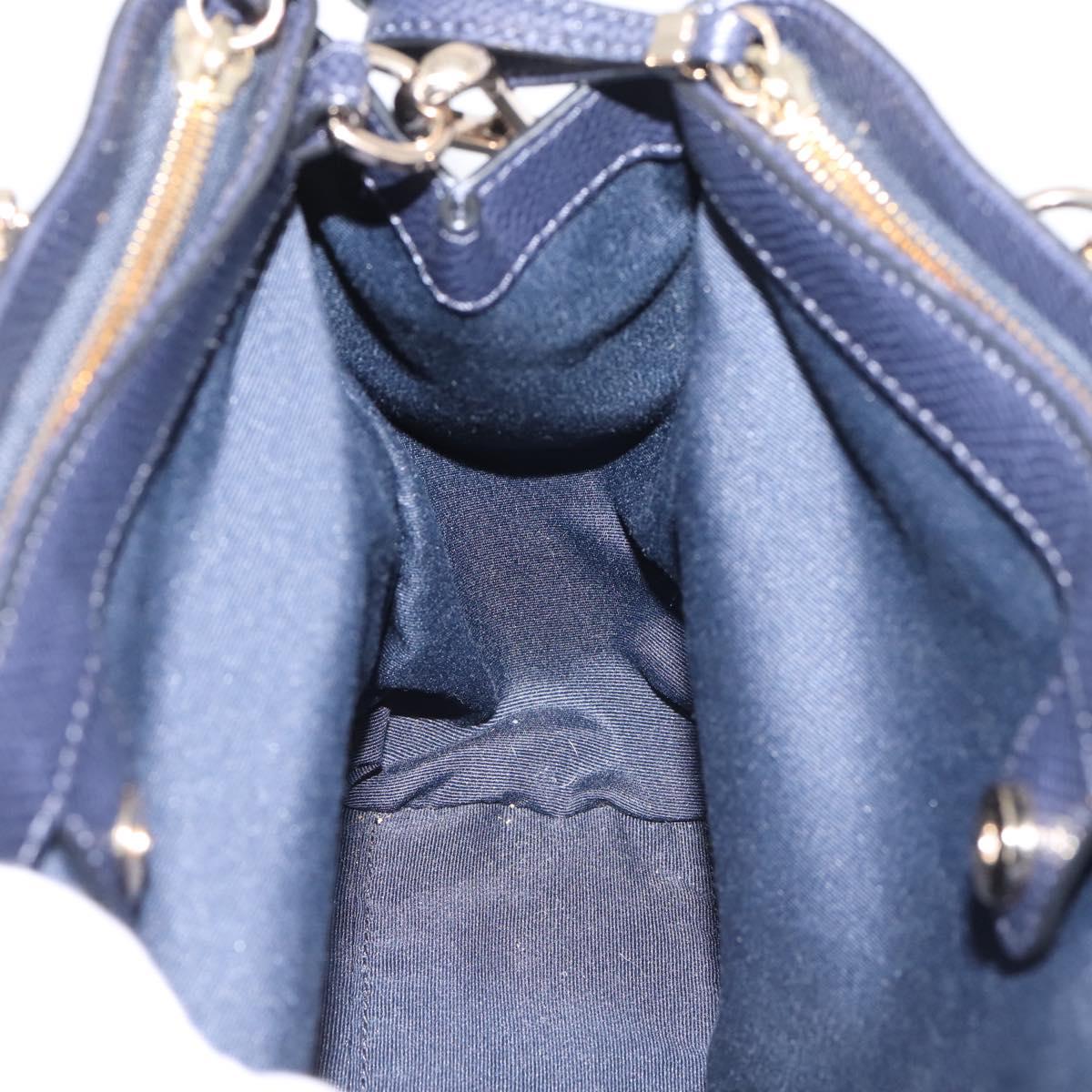 Coach Shoulder Bag Leather 2way Navy Gold Tone Auth 208190A