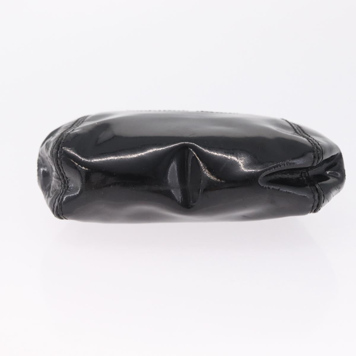CHANEL Coin Purse Patent leather Black Gold CC Auth 208204