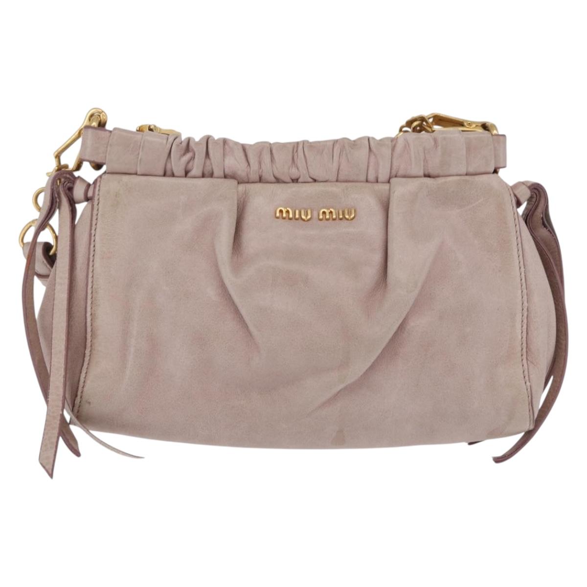 Miu Miu Shoulder Bag Vitellolux Pink Gold Auth 208205A