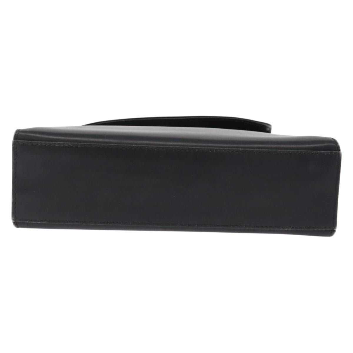 Salvatore Ferragamo Chain Hand Bag Leather Black Gold Auth 208207A