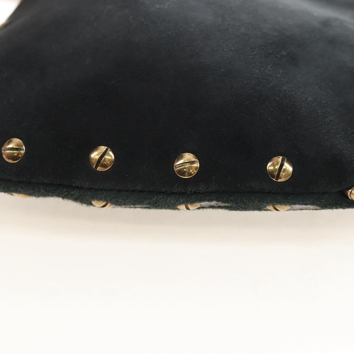 Christian Dior Chain Shoulder Bag Suede Black Gold Auth 208208M