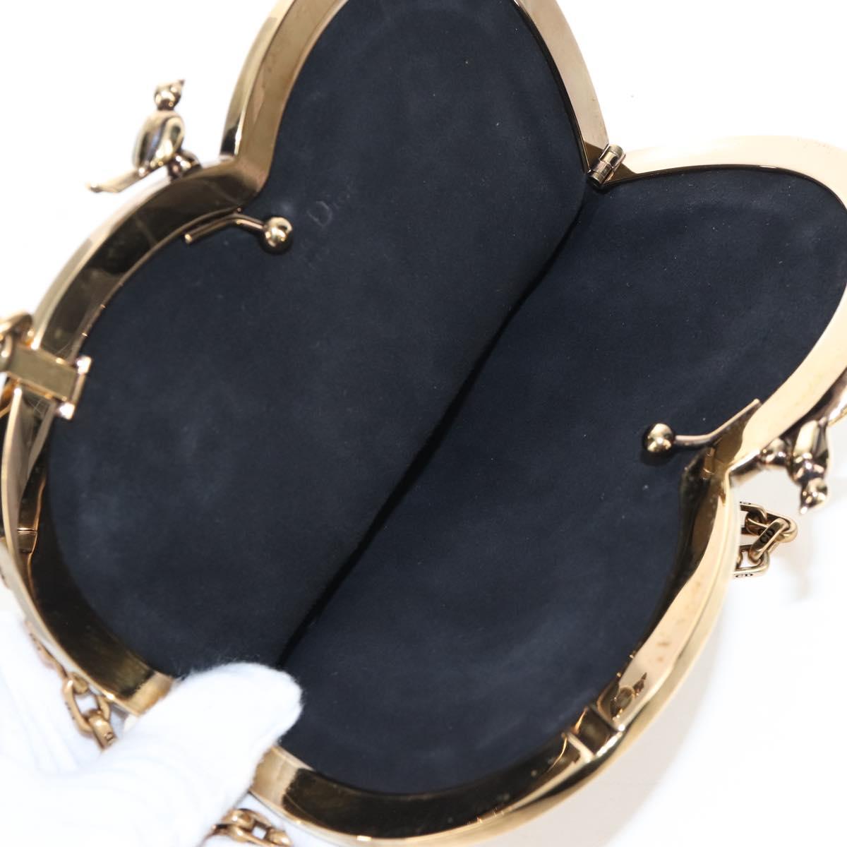 Christian Dior Chain Shoulder Bag Suede Black Gold Auth 208208M