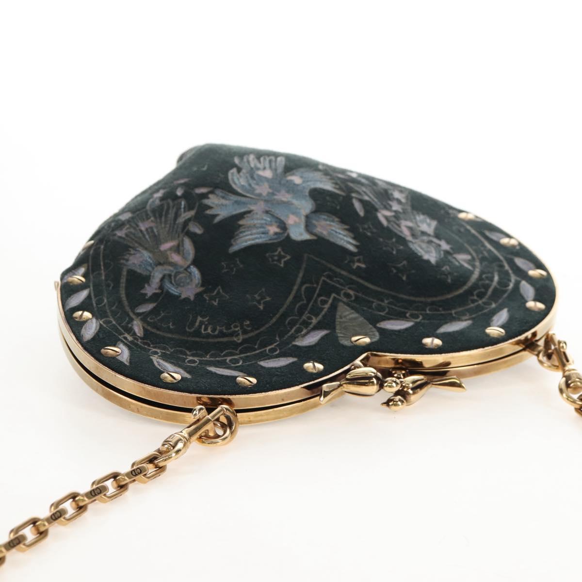 Christian Dior Chain Shoulder Bag Suede Black Gold Auth 208208M