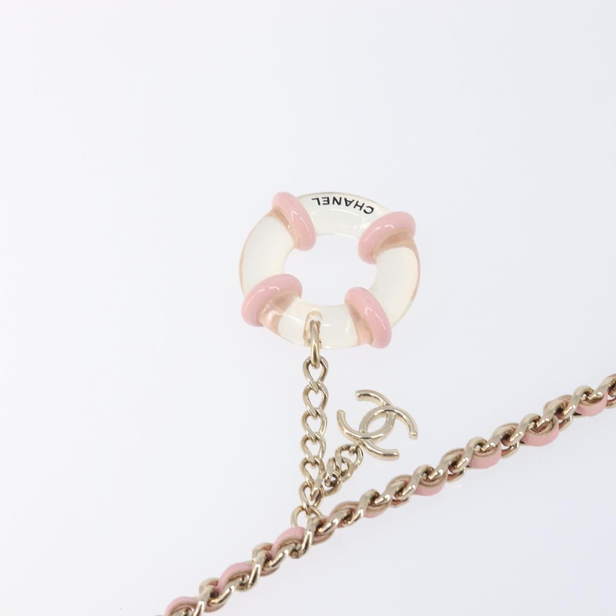 CHANEL Chain Shoulder Bag Tweed Pink Gold CC Auth 208216SAM