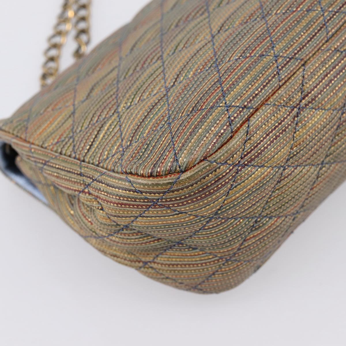 CHANEL Chain Matelasse Shoulder Bag Canvas Multicolor Gold CC Auth 208217M