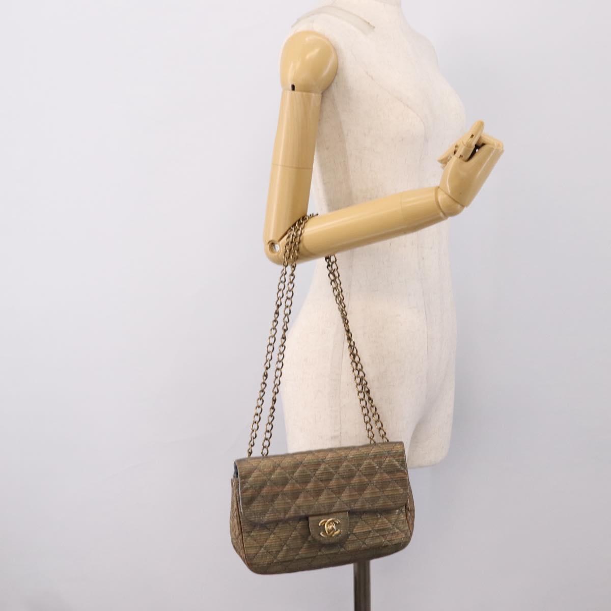CHANEL Chain Matelasse Shoulder Bag Canvas Multicolor Gold CC Auth 208217M