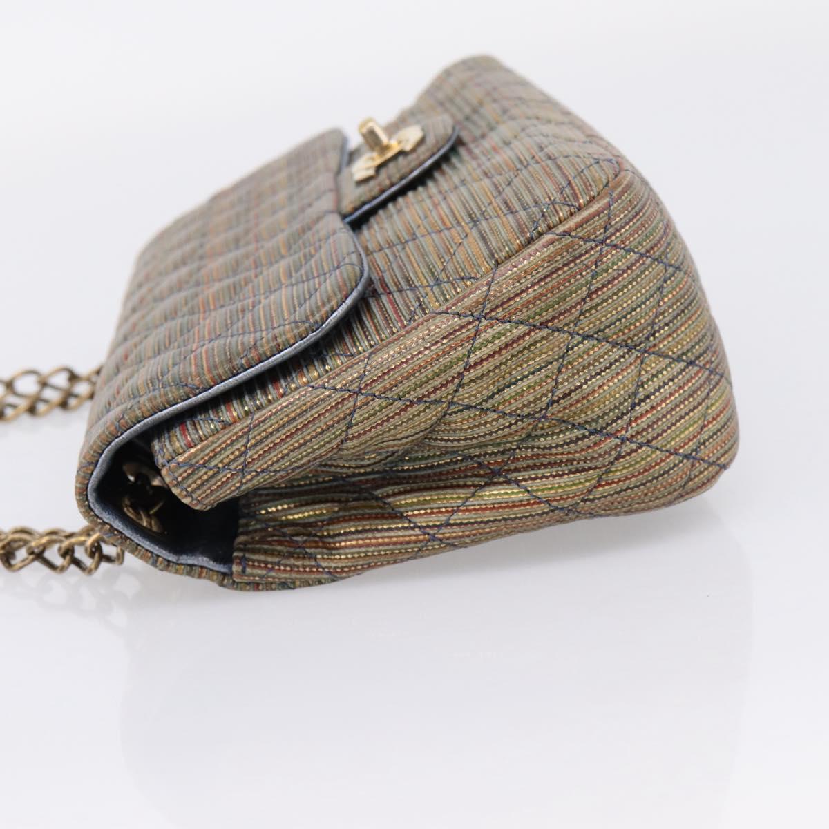 CHANEL Chain Matelasse Shoulder Bag Canvas Multicolor Gold CC Auth 208217M