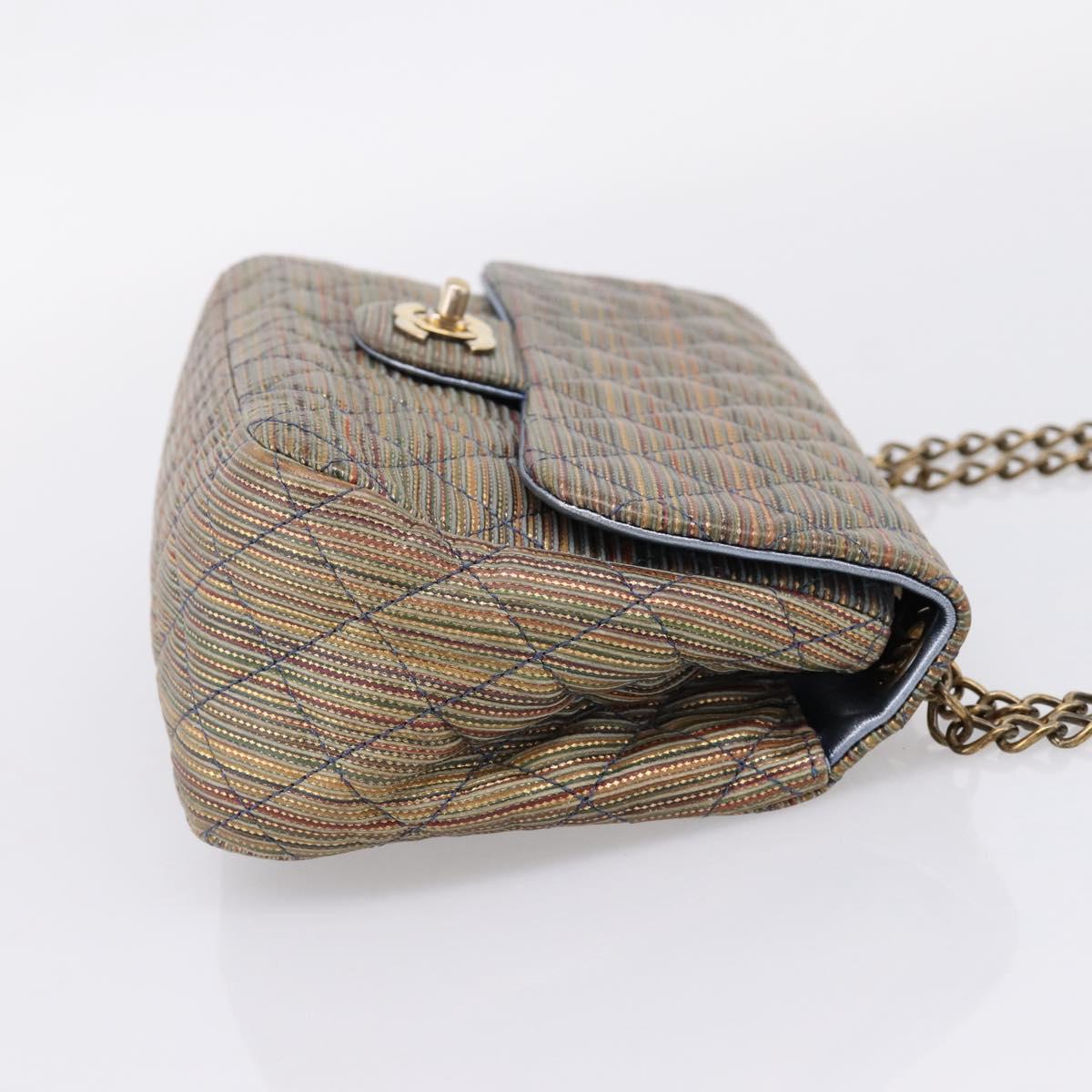CHANEL Chain Matelasse Shoulder Bag Canvas Multicolor Gold CC Auth 208217M