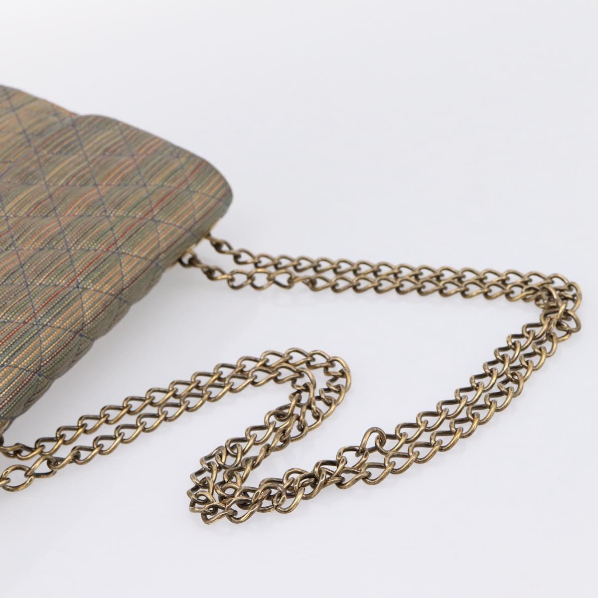 CHANEL Chain Matelasse Shoulder Bag Canvas Multicolor Gold CC Auth 208217M