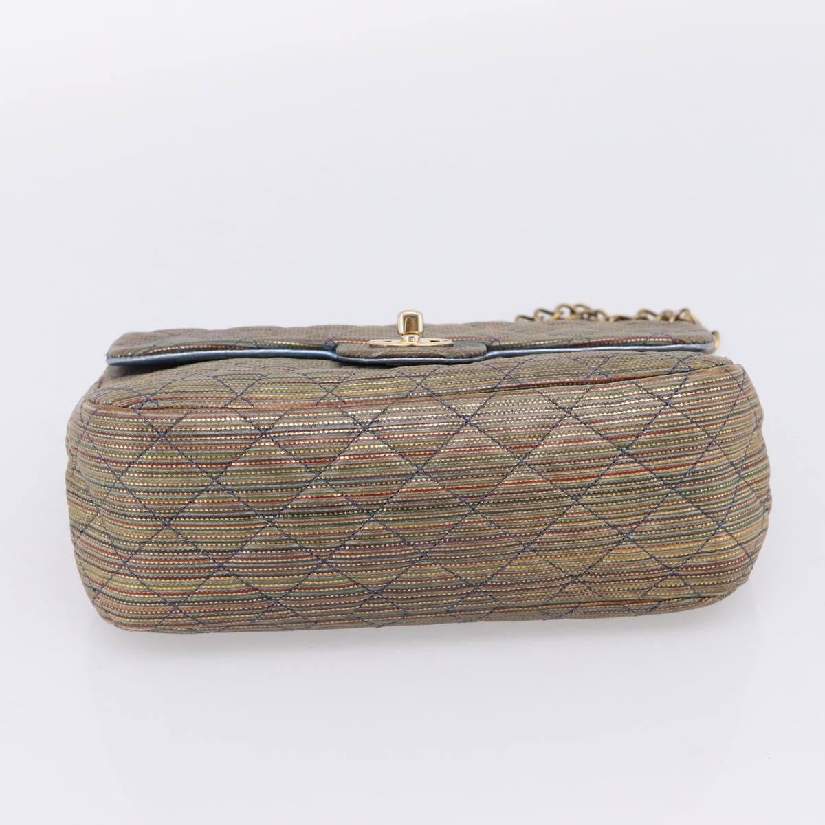 CHANEL Chain Matelasse Shoulder Bag Canvas Multicolor Gold CC Auth 208217M