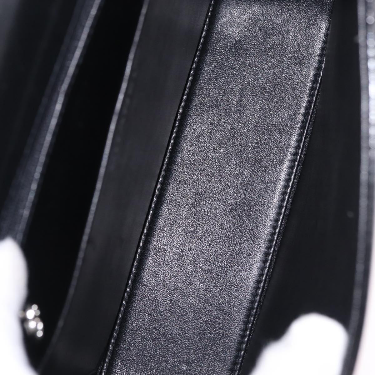 CHANEL Chain Hand Bag Patent leather Black Silver CC Auth 208219A