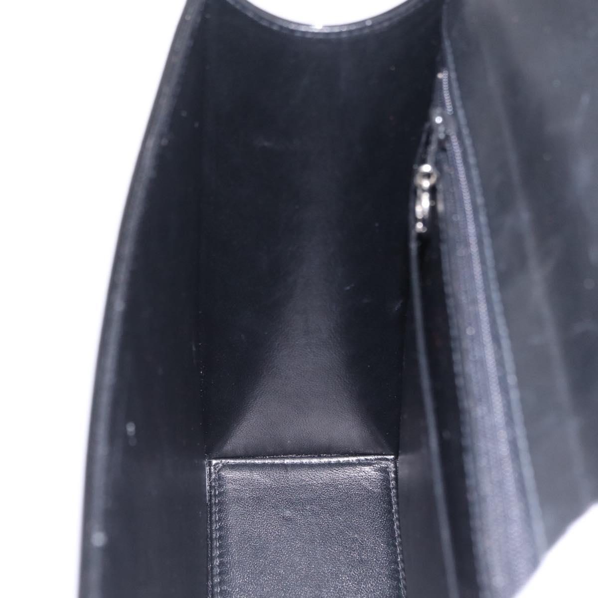 CHANEL Chain Hand Bag Patent leather Black Silver CC Auth 208219A