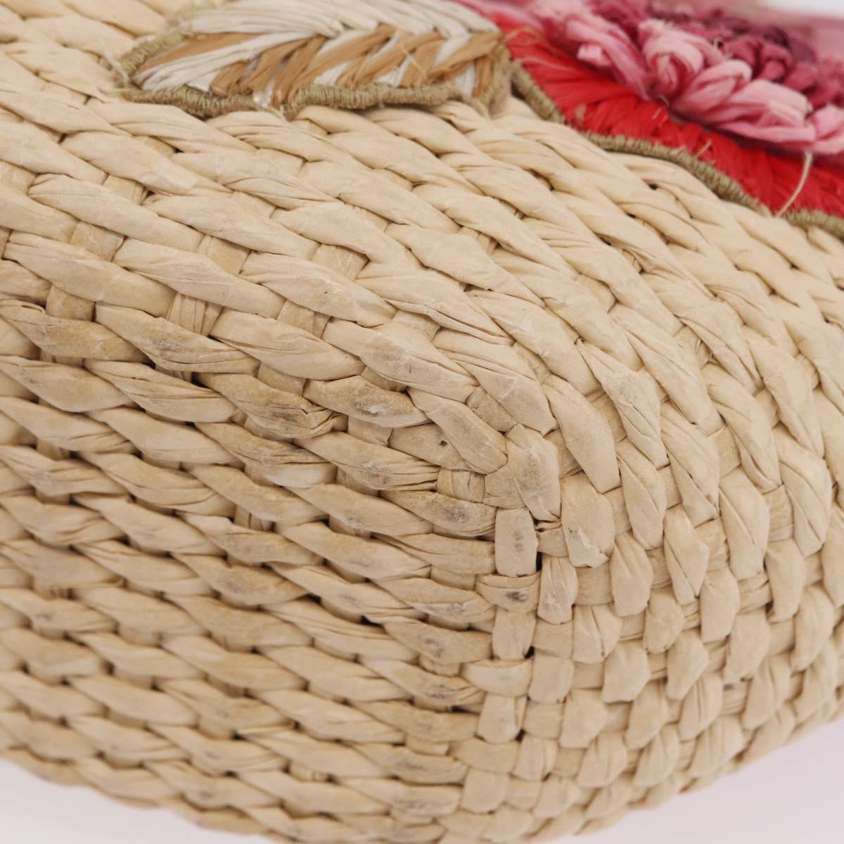 Miu Miu Bamboo Hand Bag Raffia Pink Gold Auth 208220A