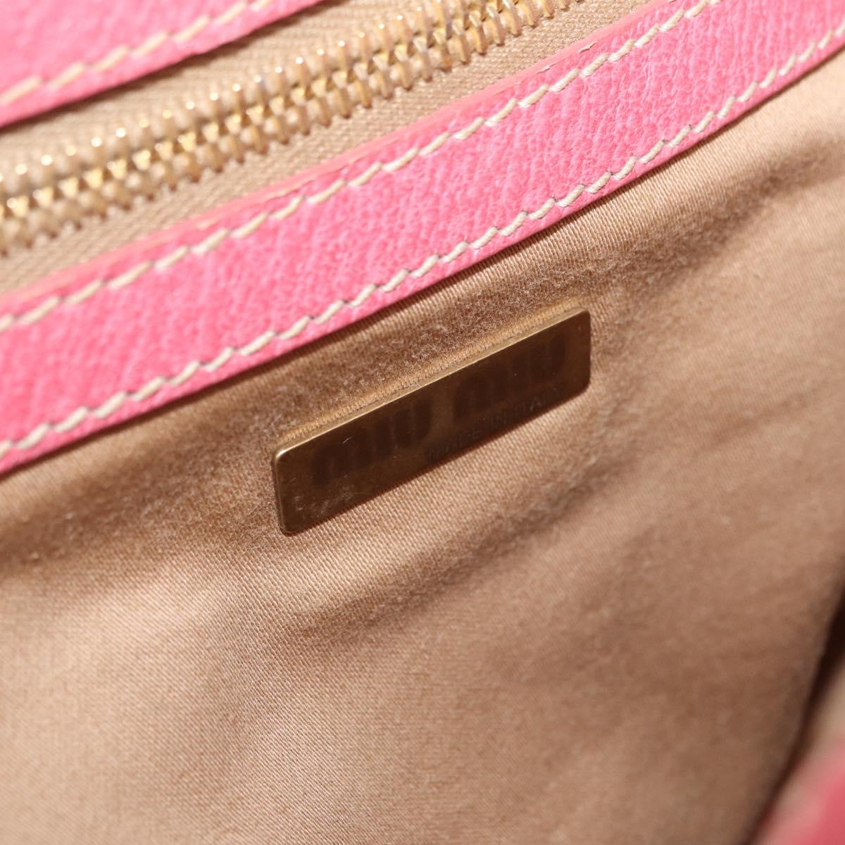 Miu Miu Bamboo Hand Bag Raffia Pink Gold Auth 208220A