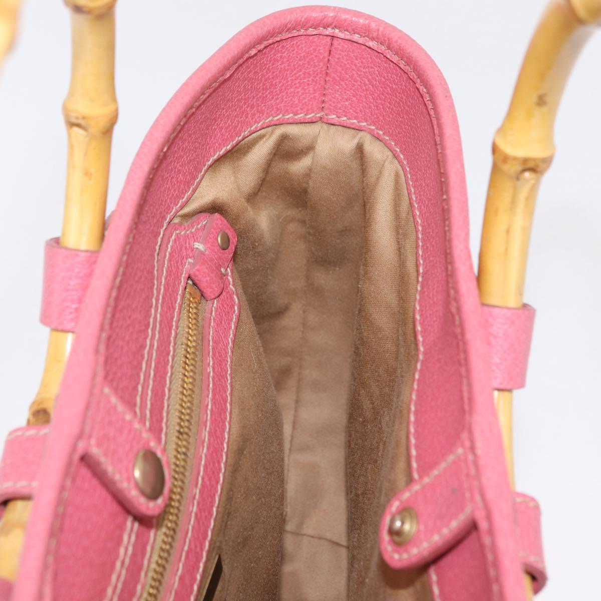 Miu Miu Bamboo Hand Bag Raffia Pink Gold Auth 208220A