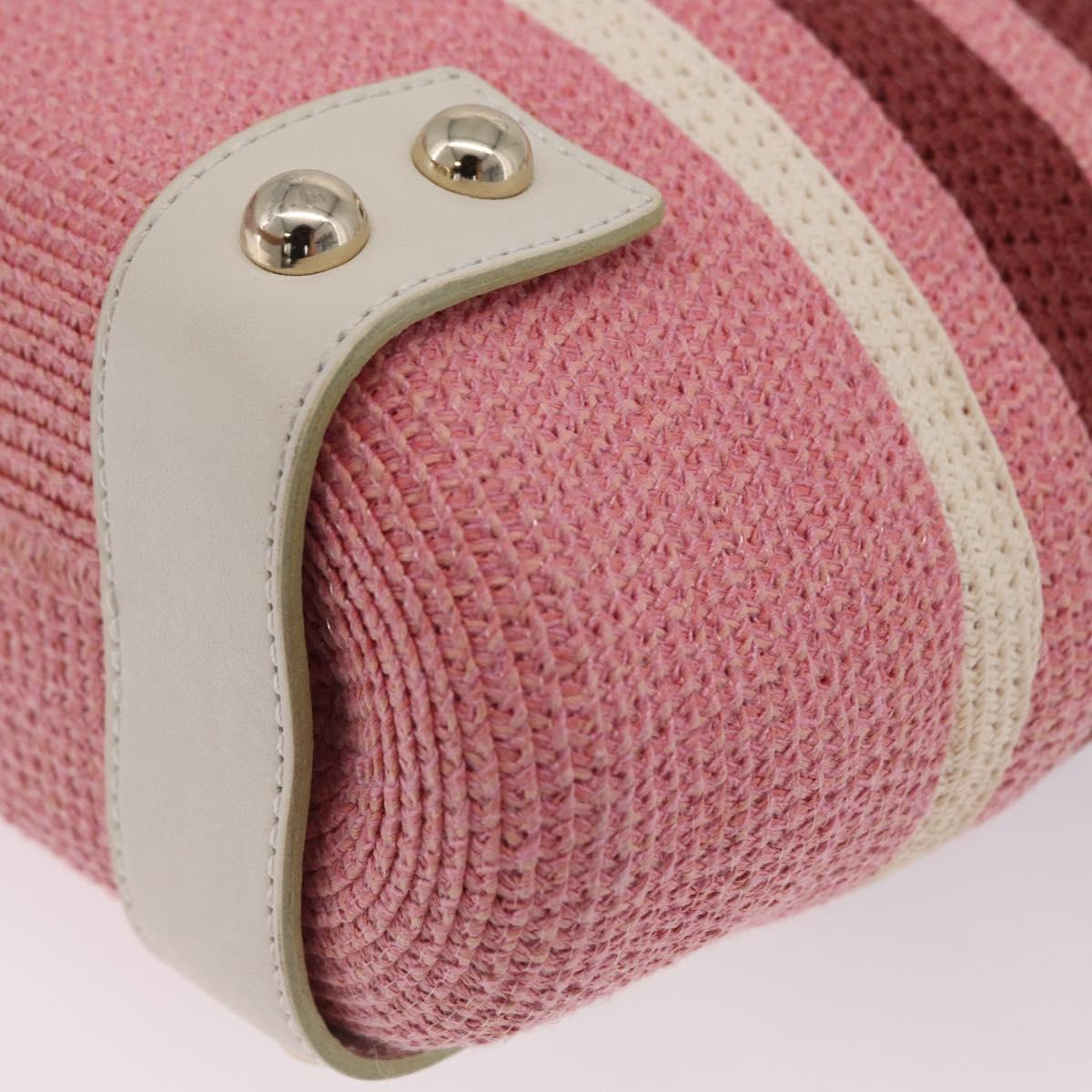 BURBERRY Blue Label Hand Bag straw Pink Gold Auth 208224A